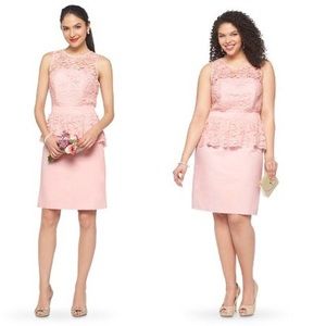 Tevolio Pink Lace Peplum Cocktail Dress - Size 8